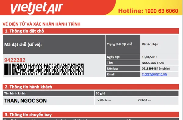 Mô tả cách sử dụng vé máy bay điện tử Vietjet Air với các thông tin chi tiết.