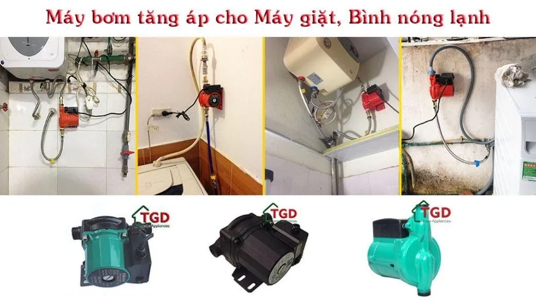Các bước lắp đặt máy bơm tăng áp mini cho bình nóng lạnh, đảm bảo nguồn nước cấp đủ mạnh.