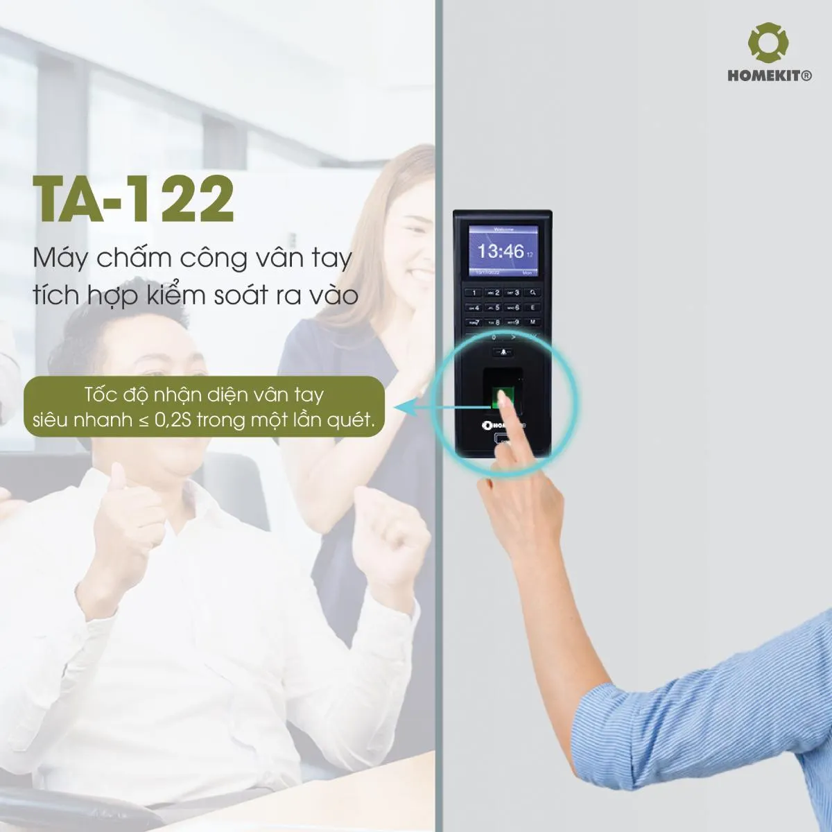 Hình ảnh máy chấm công và màn hình hiển thị