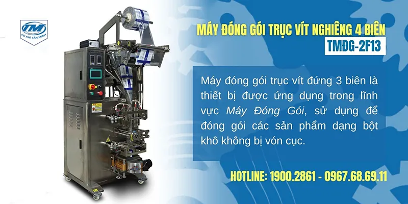 Toàn cảnh máy đóng gói trục vít TMĐG-2F13 với bảng điều khiển dễ sử dụng