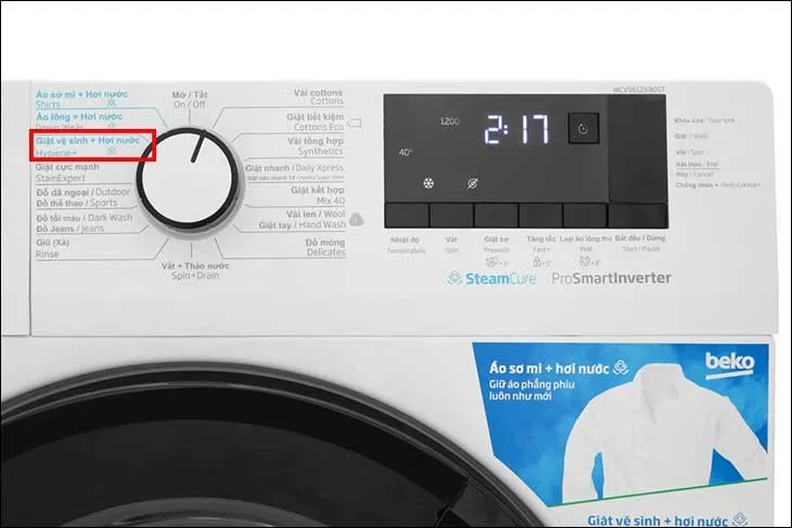 Chức năng Hygiene+ trên máy giặt Beko 8kg giúp giặt vệ sinh, loại bỏ vi khuẩn và tác nhân gây dị ứng hiệu quả