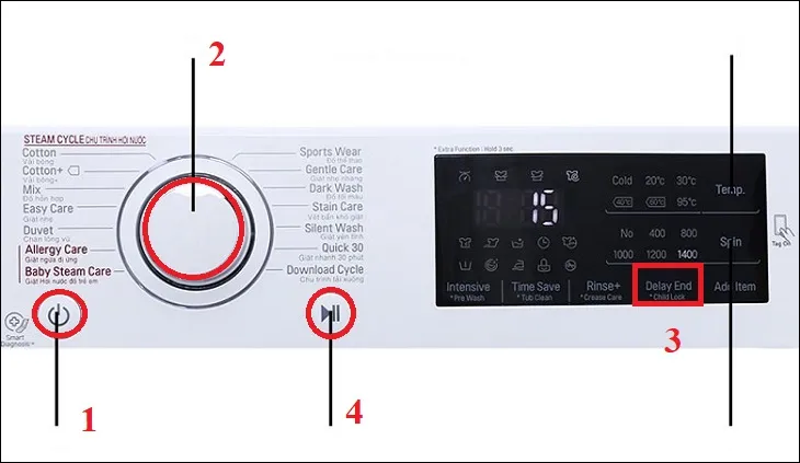 Kích hoạt chế độ hẹn giờ Delay End trên máy giặt LG cửa ngang tiện lợi