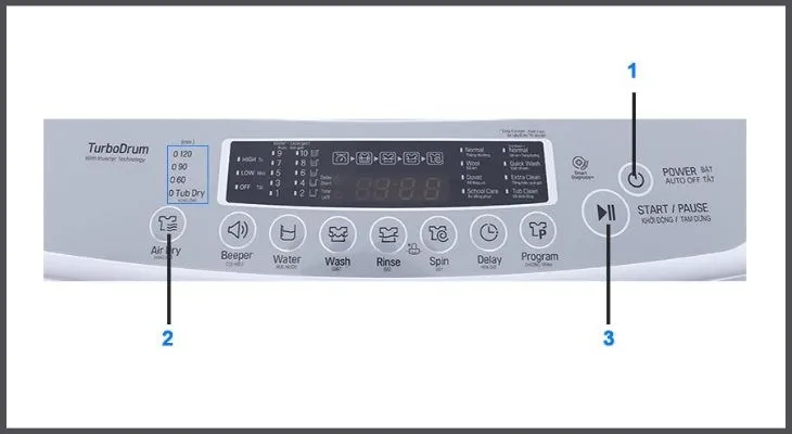 Chế độ hong khô Air Dry trên máy giặt LG giúp giảm độ ẩm quần áo nhanh chóng