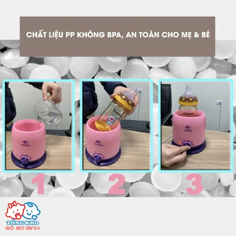 Máy hâm sữa Kichilachi 3 chức năng, minh họa cách sử dụng và các tính năng chính.