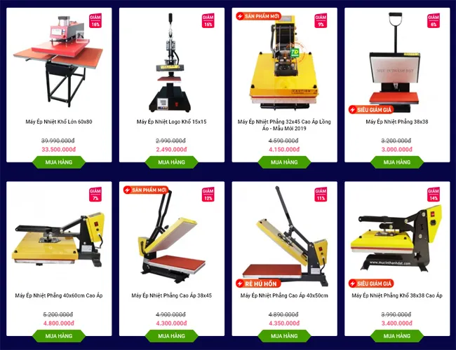 Máy ép nhiệt phẳng công nghiệp đang được sử dụng để in chuyển nhiệt lên vải