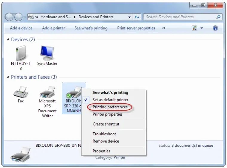Kiểm tra lại cài đặt máy in