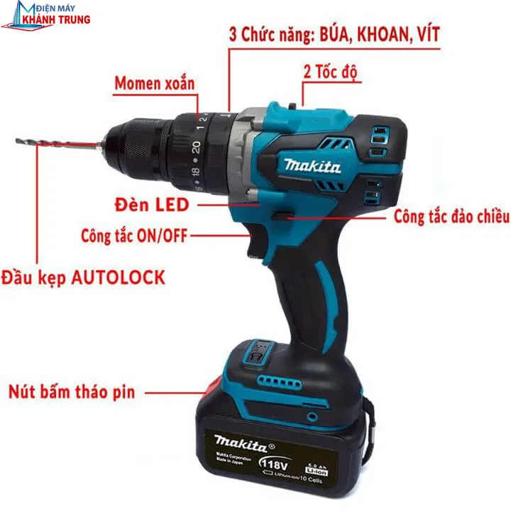 Thiết kế nhỏ gọn, tiện lợi của máy bắn vít dùng pin Makita