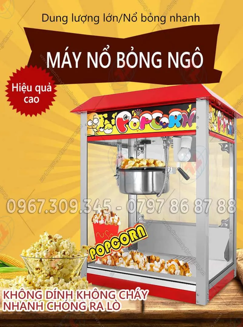 Máy làm bắp rang bơ chuyên dụng với thiết kế hiện đại, sẵn sàng cho quy trình chế biến