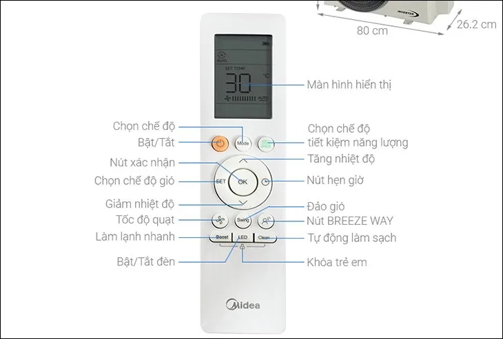 Điều khiển của điều hòa Midea Inverter 1 HP MSAGA-10CRDN8