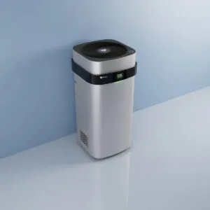 Máy lọc không khí Airdog X5D màu bạc hiển thị các tính năng điều khiển, hỗ trợ người dùng vận hành hiệu quả