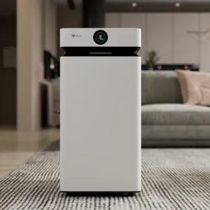 Góc nhìn cận cảnh của máy lọc không khí Airdog X8D, nổi bật với công nghệ lọc hiện đại