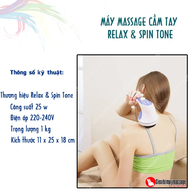 Máy massage Relax Tone cầm tay với thiết kế tiện lợi và các đầu massage đa năng