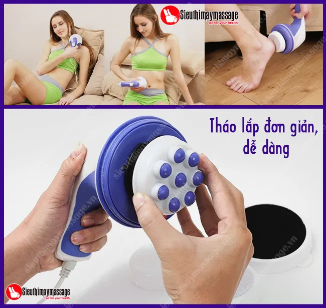 Các đầu massage chuyên dụng của máy Relax Tone giúp người dùng biết cách sử dụng máy relax tone hiệu quả