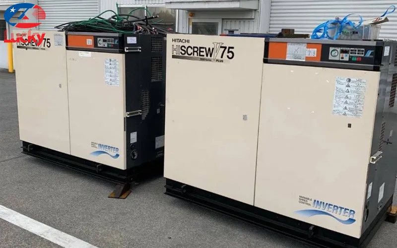 Máy nén khí trục vít Hitachi 75kw có dầu với độ bền cao