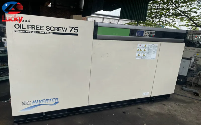Máy nén khí trục vít Hitachi 75kw không dầu, giải pháp cho khí nén sạch