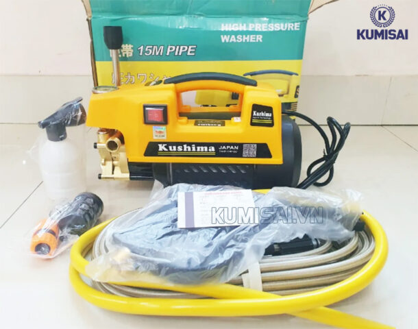Model máy rửa xe Kushima 3500W mạnh mẽ, tối ưu cho việc vệ sinh
