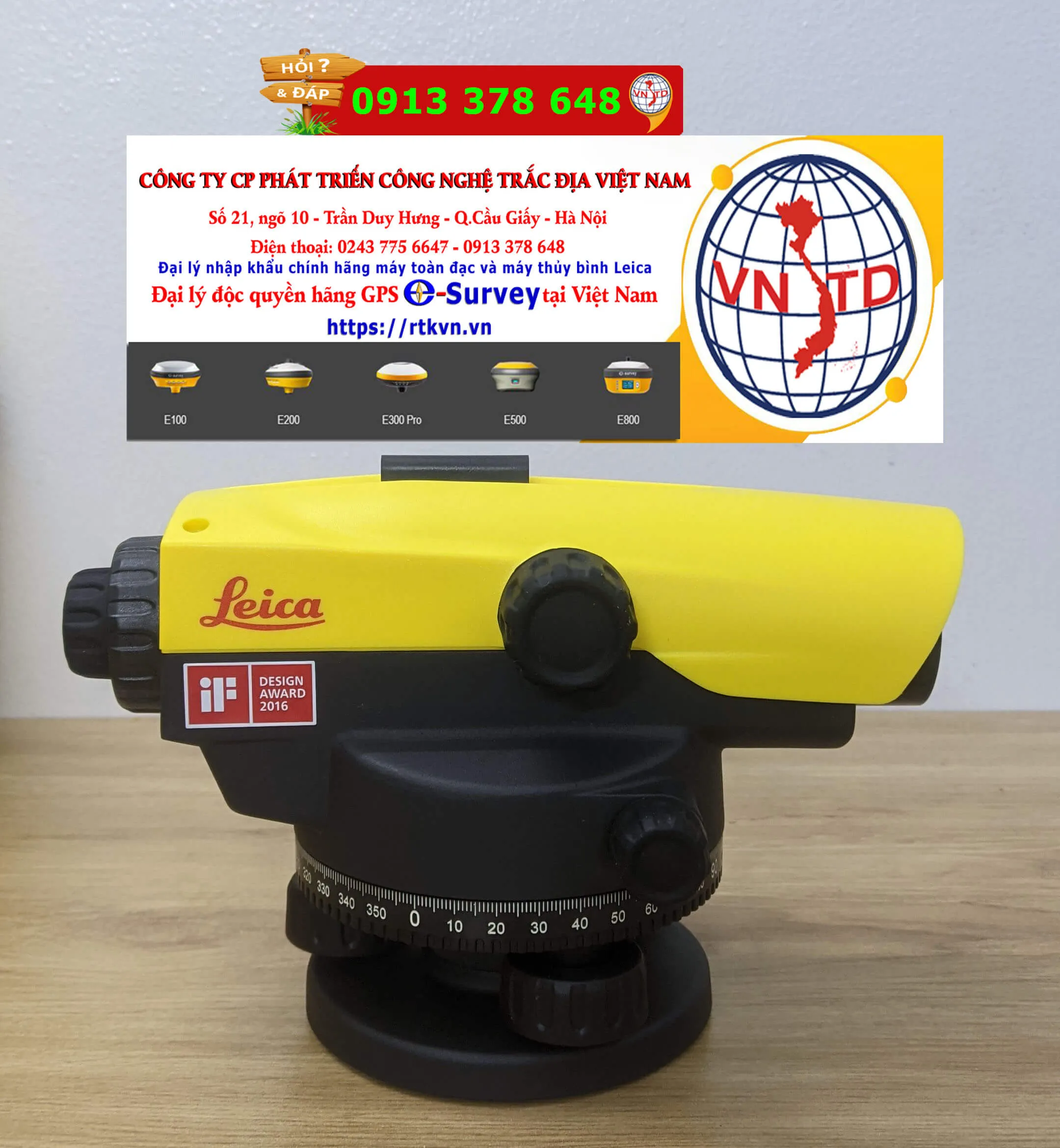 Máy thủy bình điện tử Leica NA524 đang được đặt trên chân máy, sẵn sàng cho quy trình đo đạc cao độ chính xác