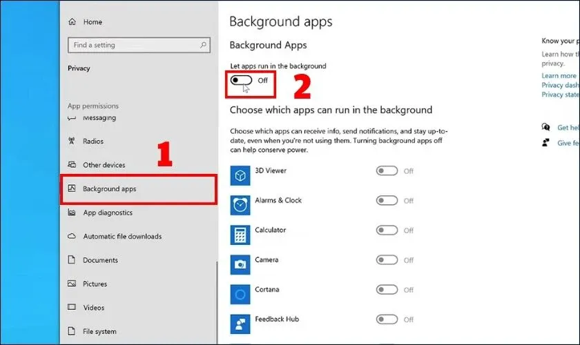 Quản lý ứng dụng chạy ngầm để cải thiện hiệu suất, khắc phục lỗi đơ máy tính