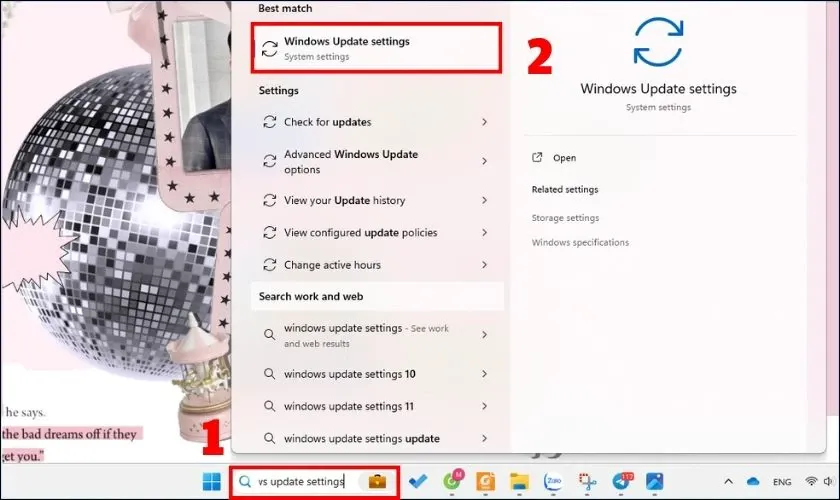 Truy cập Windows Update Settings để sửa lỗi đơ máy tính