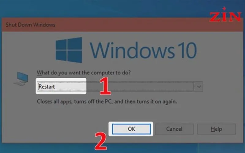 Khởi động lại máy để khắc phục lỗi laptop mất tiếng Win 10