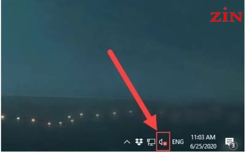 Đầu tiên nhấn 2 lần vào biểu tượng loa có dấu x đỏ ở góc phải màn hình