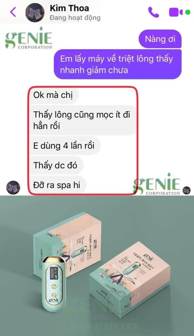 Làn da sáng hơn, lỗ chân lông se khít nhờ máy Genie triệt lông