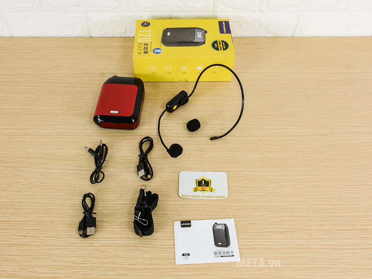 Cấu tạo chi tiết thân máy trợ giảng Aporo T20 UHF và các cổng kết nối