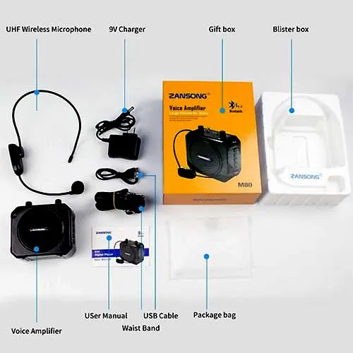 Micro không dây của máy trợ giảng Zansong M80 cho phép tự do di chuyển