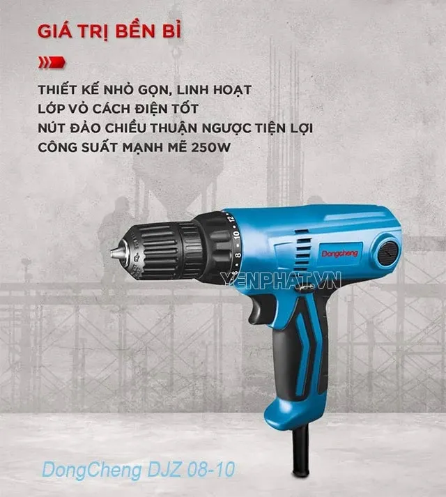 Máy vặn vít dùng điện 220V DongCheng DJZ 08-10 với thiết kế bền chắc