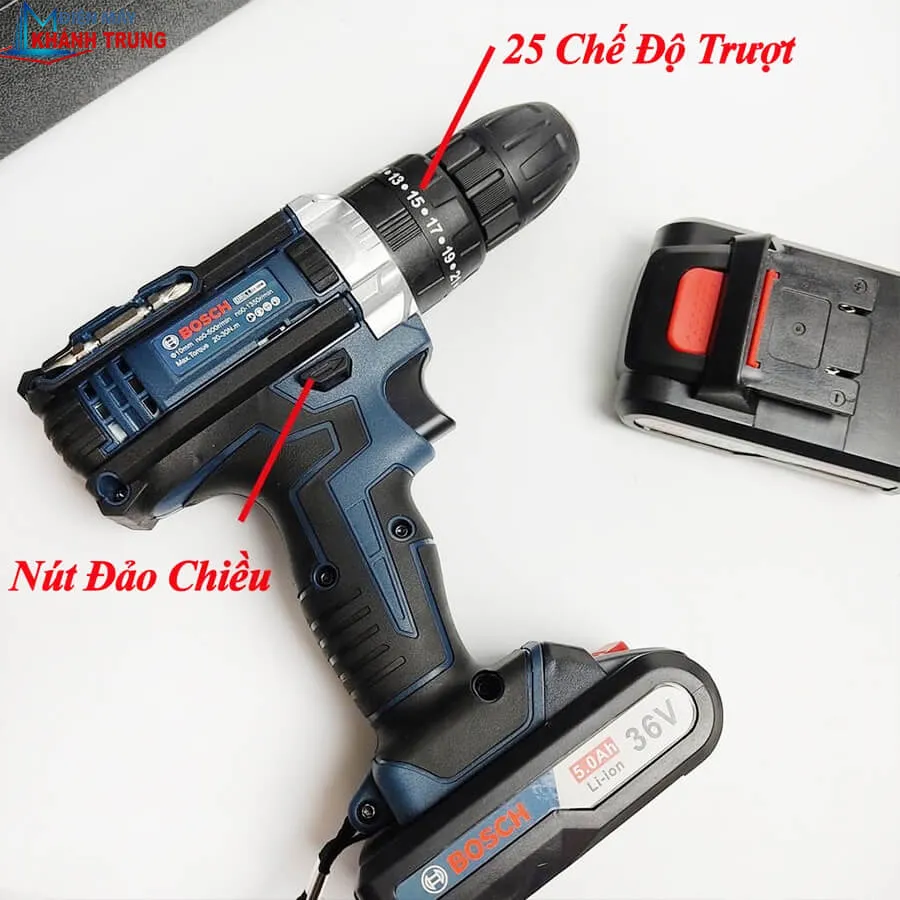 Vòng điều chỉnh mô-men xoắn 25 cấp độ trên máy bắn vít Bosch dùng pin