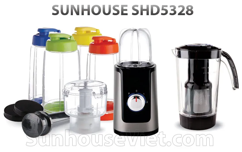 Máy xay đa năng Sunhouse SHD5328 với 3 cối xay tiện lợi để chuẩn bị thực phẩm hàng ngày