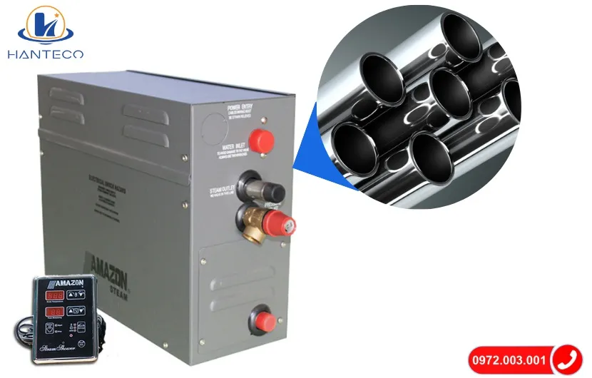Thân máy xông hơi ướt Amazon với chất liệu thép không gỉ đảm bảo độ bền và an toàn khi lắp đặt