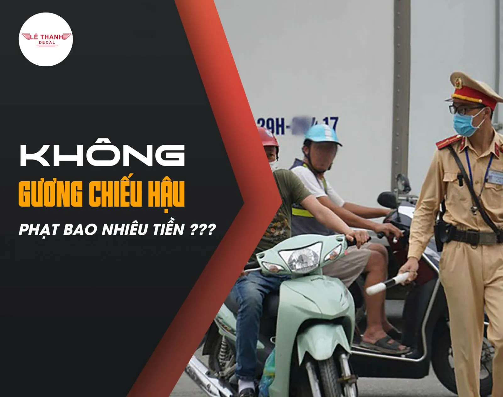 Hình ảnh thể hiện mức phạt khi xe máy không gương chiếu hậu