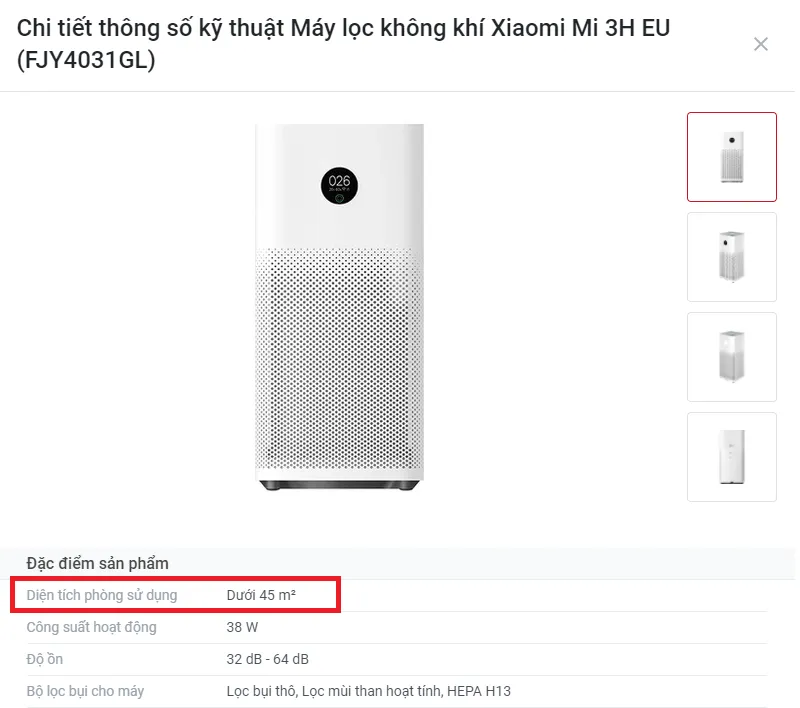 Máy lọc không khí Xiaomi Mi 3H EU đang hoạt động trong phòng khách hiện đại, minh họa cách sử dụng máy lọc không khí hiệu quả
