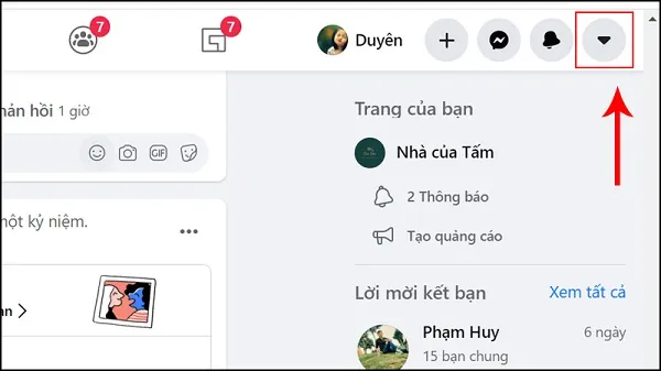Chọn Cài đặt và quyền riêng tư để mở chặn Facebook