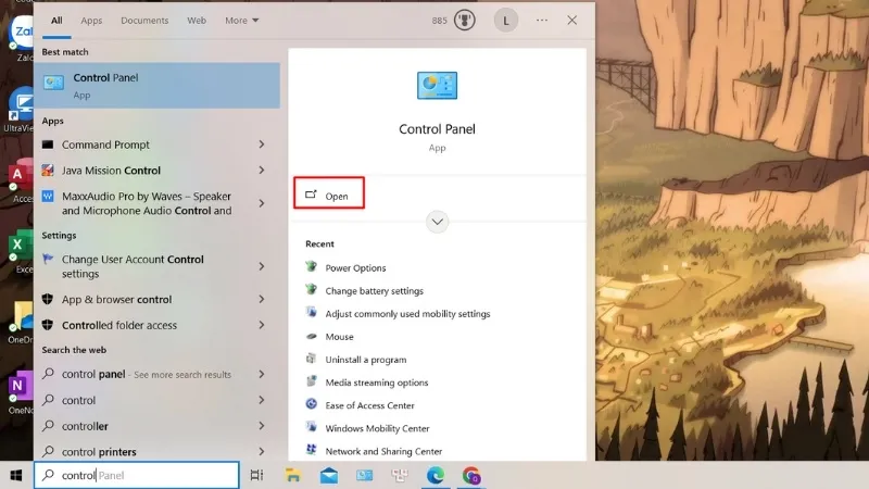 Hướng dẫn mở Control Panel để cấu hình chế độ nguồn laptop