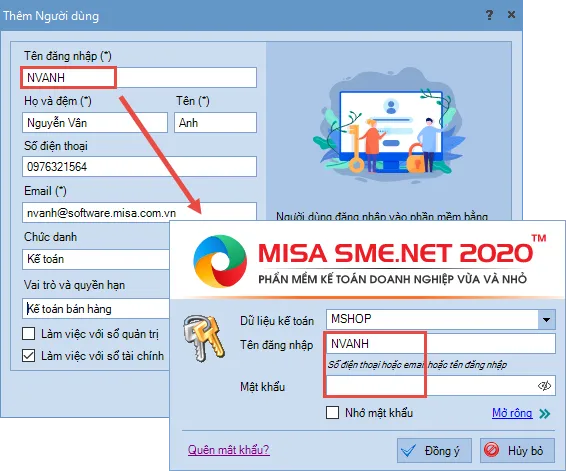 Xác thực thông tin tài khoản MISA 2017 cho người dùng mới