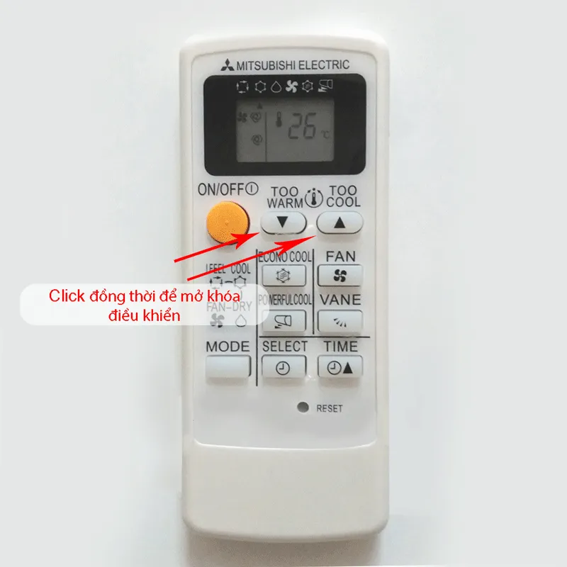 cách mở khóa điều hòa mitsubishi
