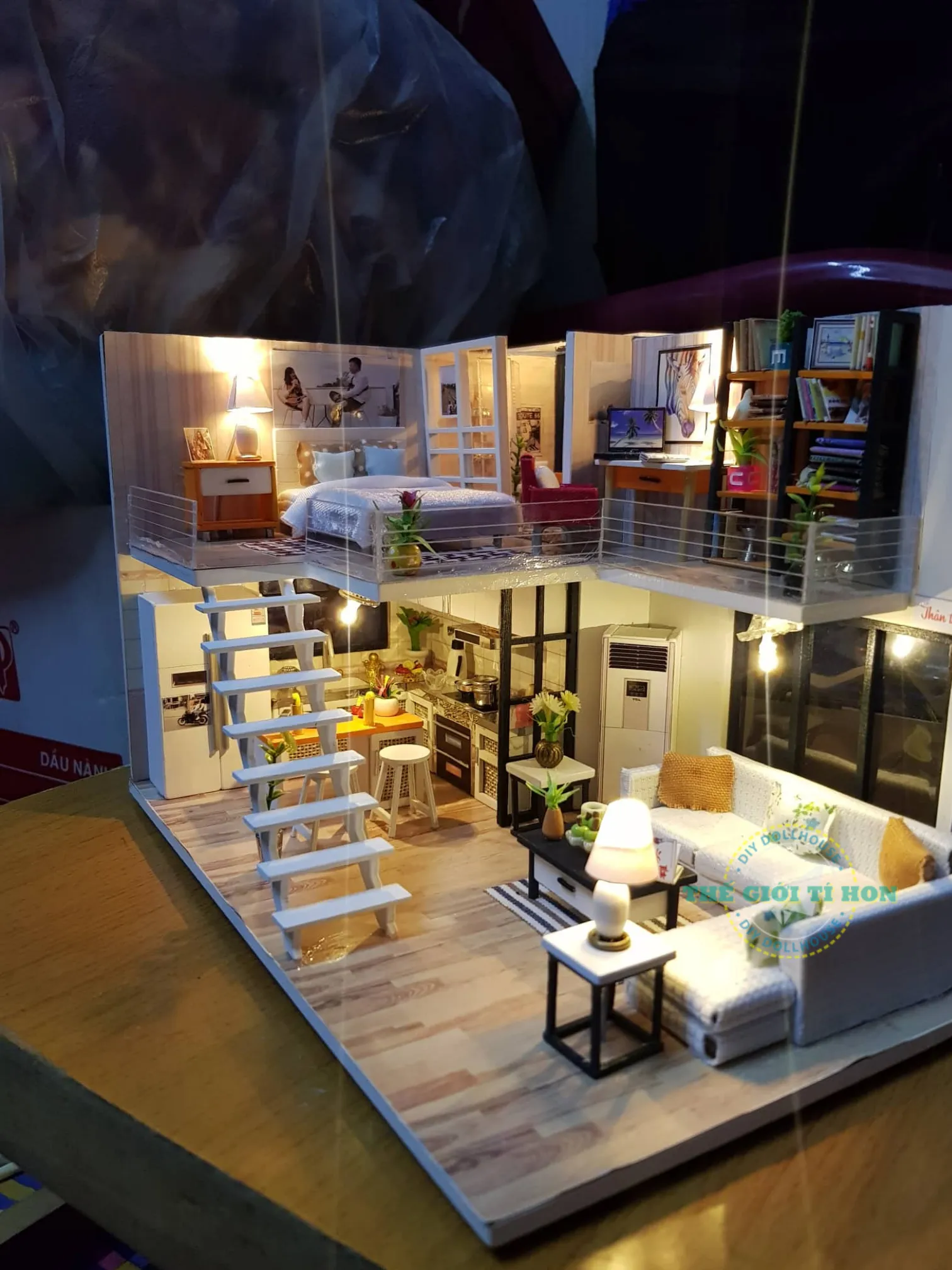 Mô hình nhà gỗ tự lắp ráp nhìn từ trên xuống