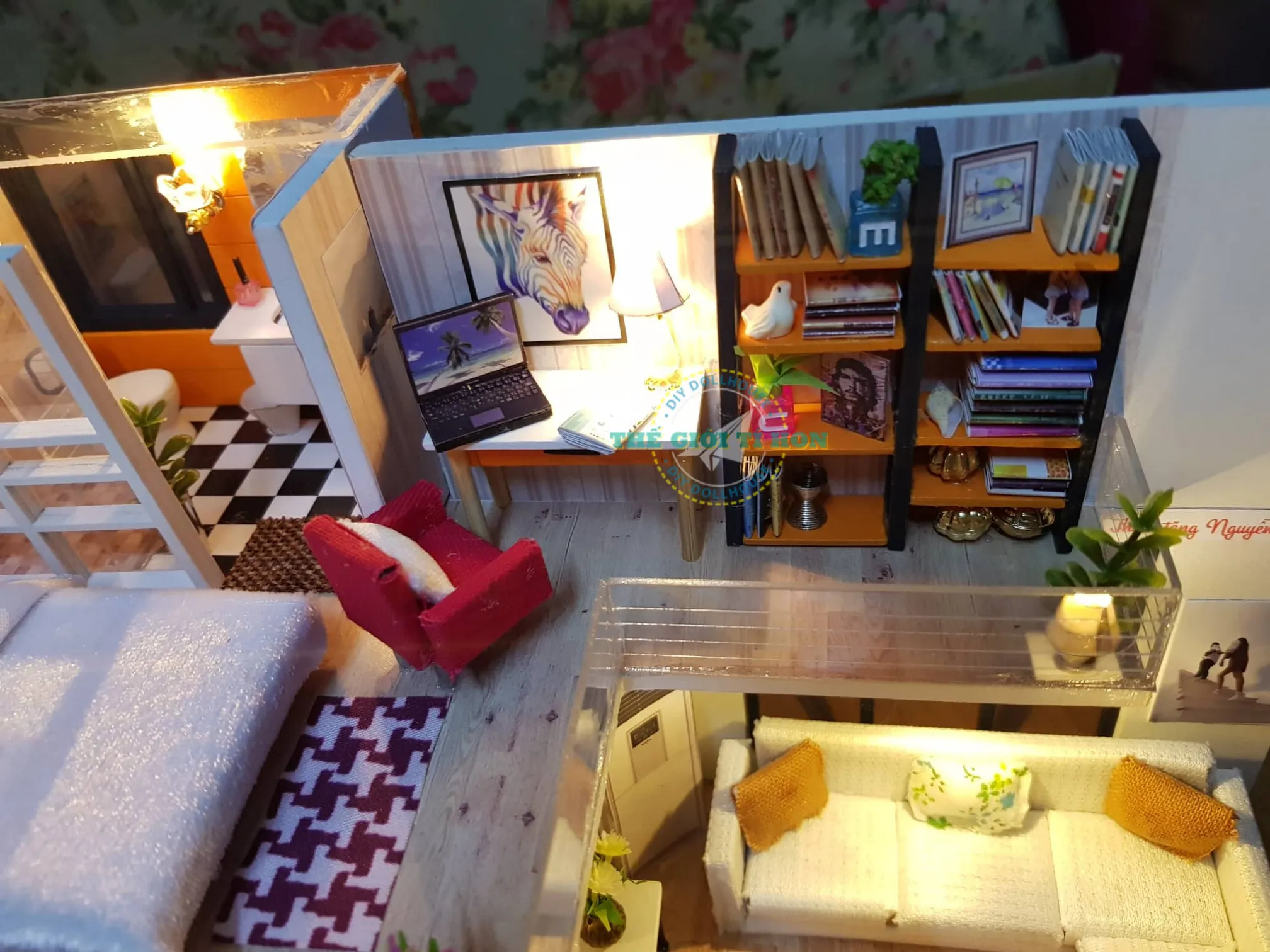 Mô hình nhà gỗ tự lắp ráp chi tiết trang trí nội thất