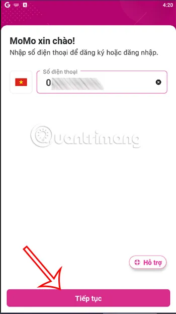 Đăng nhập tài khoản ví điện tử MoMo trên phần mềm giả lập máy tính một cách dễ dàng