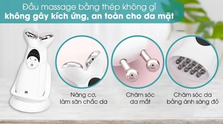 Máy massage nâng cơ và cải thiện sắc tố da Lifetrons EP-400 với các đầu massage đa năng