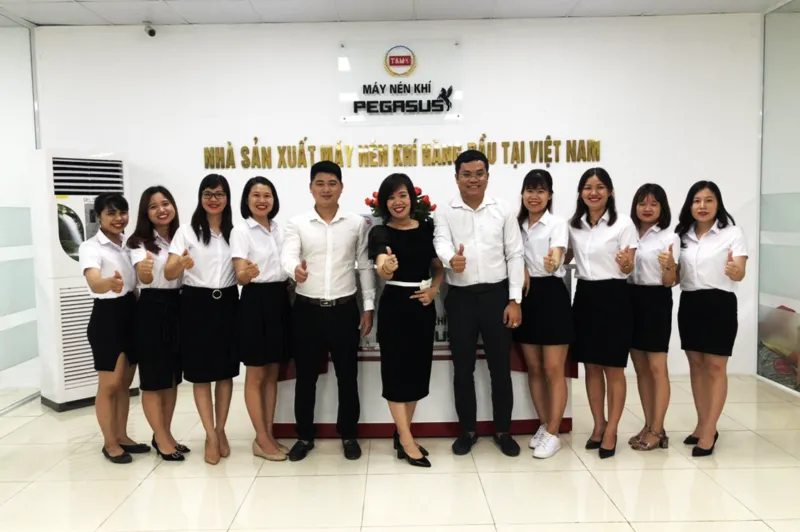 Hình ảnh nhà máy sản xuất máy nén khí trục vít 15HP hiện đại, đảm bảo chất lượng cao