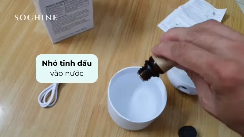 Nhỏ tinh dầu vào nước máy humidifier