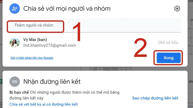 Chia sẻ Google Drive với người dùng cụ thể bằng email trên máy tính