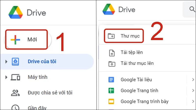 Tạo thư mục mới để tổ chức dữ liệu trong Google Drive trên máy tính