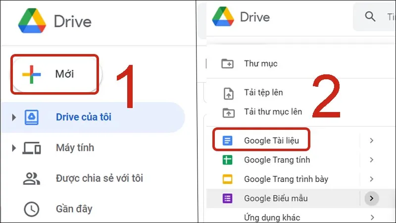 Tạo tài liệu Google Docs mới trực tiếp trên Google Drive máy tính