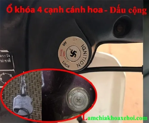 Hình ảnh ổ khóa xe máy 4 cạnh xoắn (hoa) – biểu tượng của công nghệ bảo mật cao, hỗ trợ người dùng tìm kiếm allintitle:cách mở ổ khóa xe máy chính xác