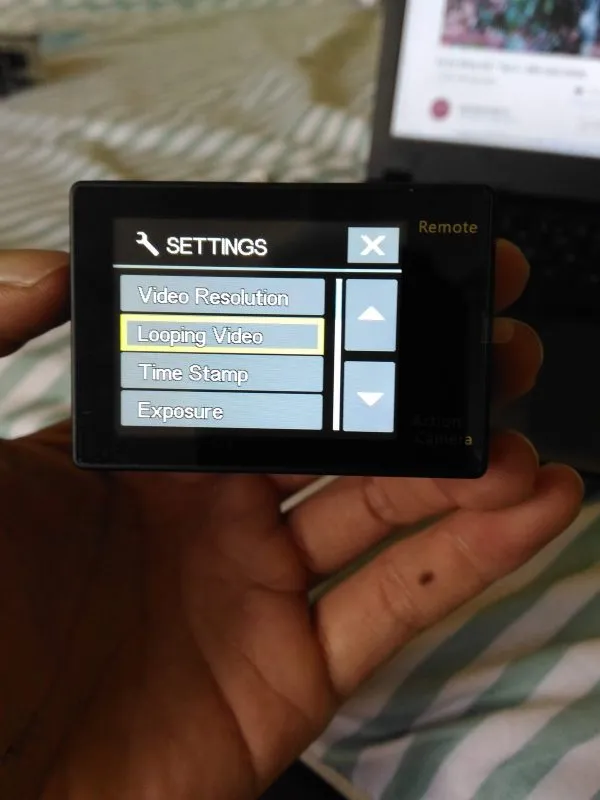 Giao diện cài đặt chế độ Looping Video trên camera Eken H9R