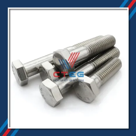 Tổng quan hình ảnh bu lông ốc vít inox với bề mặt sáng bóng, chịu lực tốt.